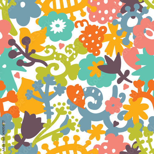Vector seamless flower pattern background. Seamless pattern can be used for wallpaper  pattern fills  web page backgrounds  surface textures.