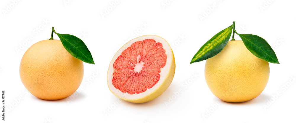 Yellow and pink grapefruits