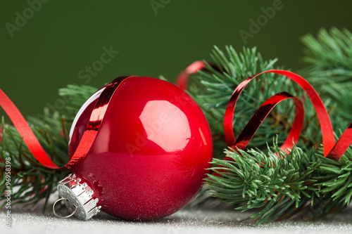 Christmas ball with green fir-tree