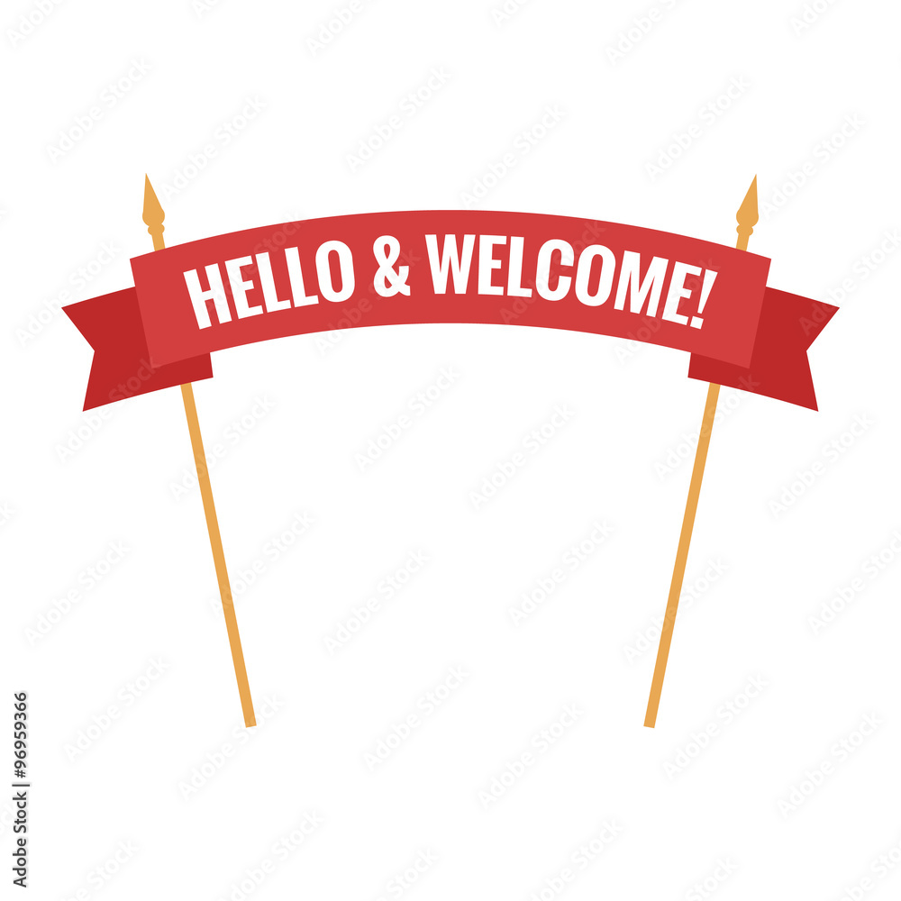 sign. Vector illustration. White inscription hello and