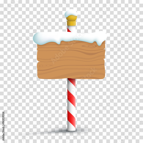 Christmas Winter Snow Blank Wooden Sign On A Transparent Background