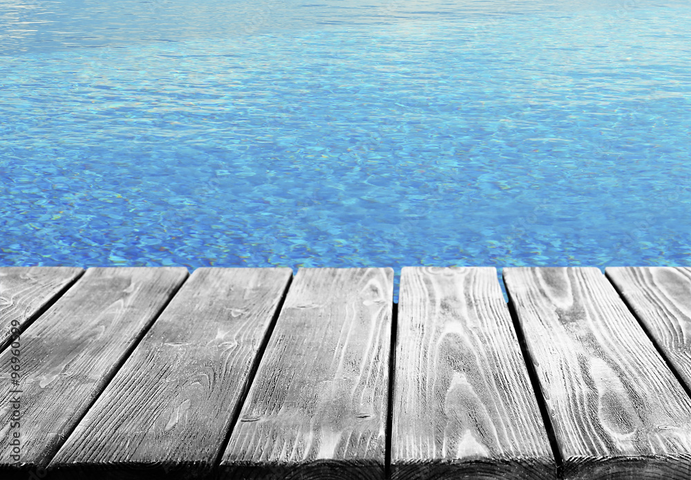 Wooden pier with beautiful sea or ocean background Wooden pier with beautiful sea or ocean background
