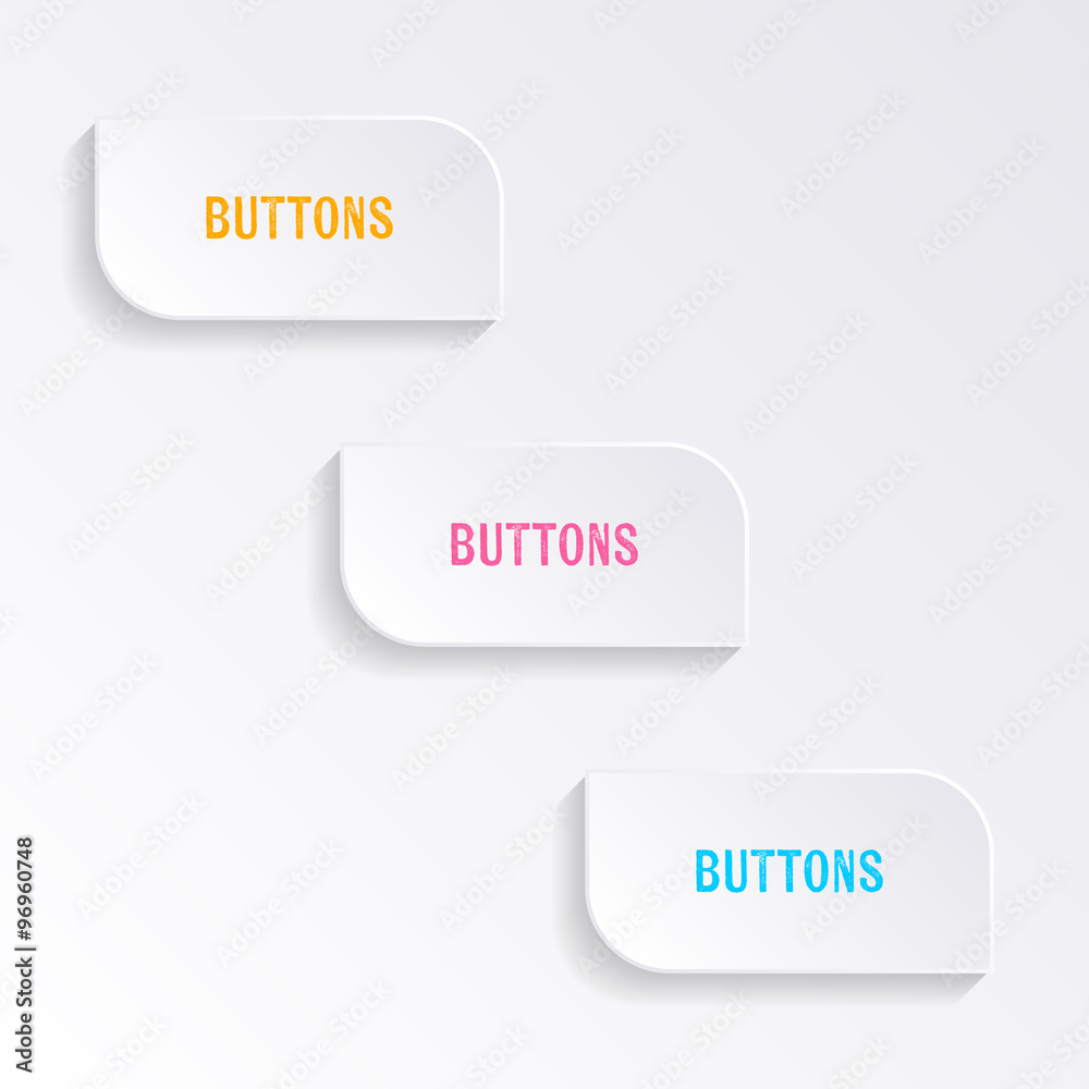 White vector blank progress buttons White vector blank progress buttons