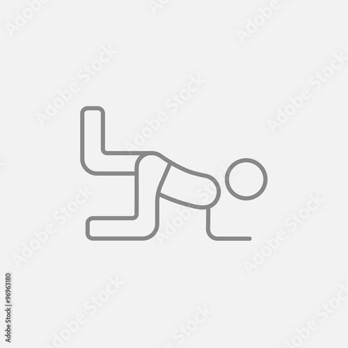 Man exercising buttocks line icon.