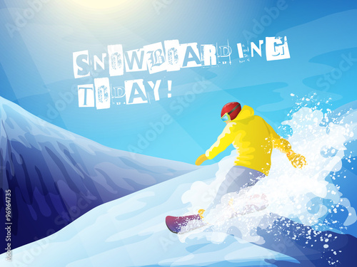 Snowboarding. Snowboarder on mountain.