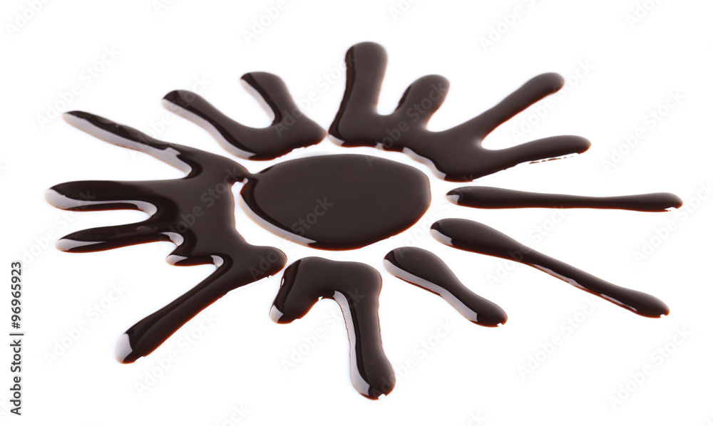Silhouette of drawn chocolate sun, isolated on white Silhouette of drawn chocolate sun, isolated on white