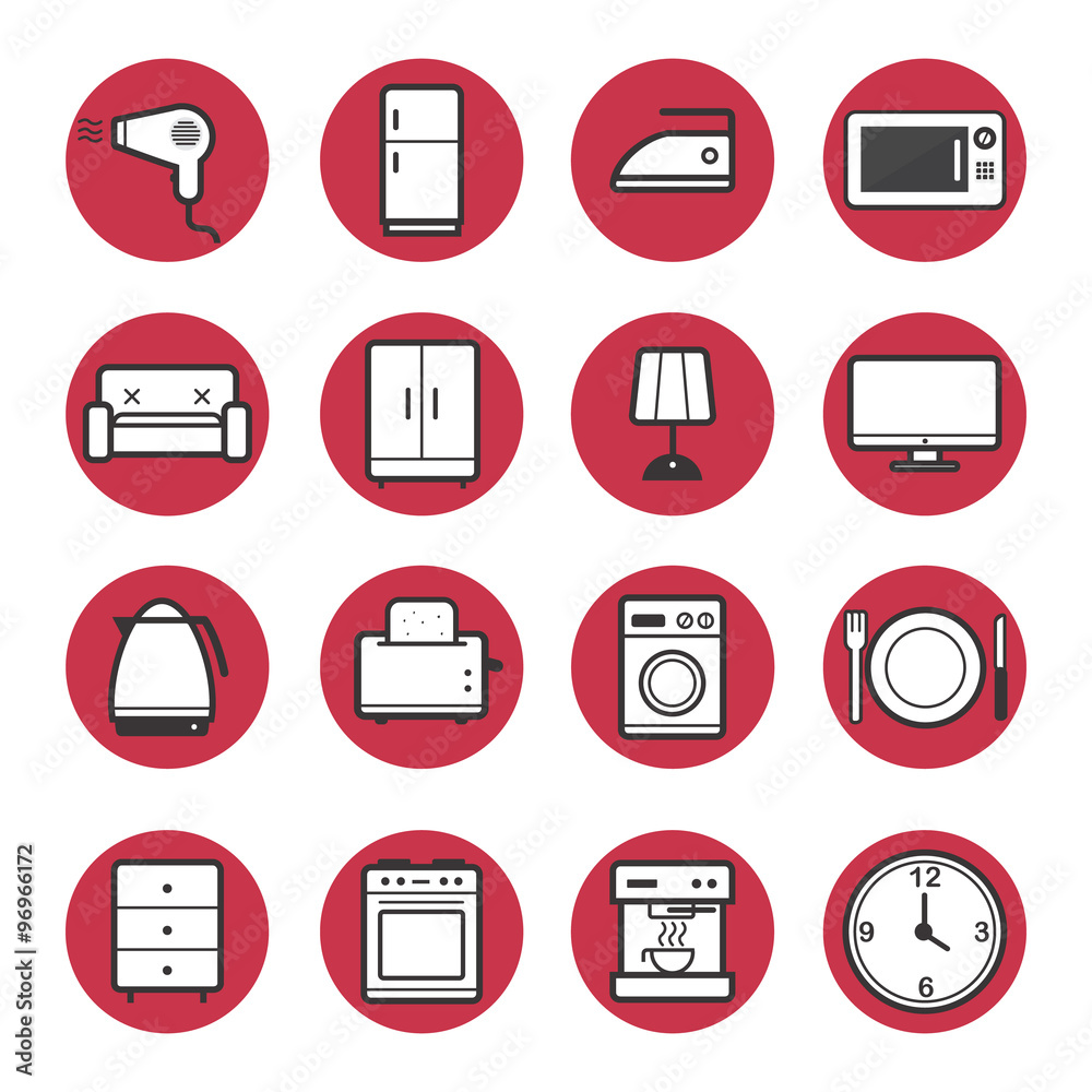 Home appliances icons set vector Home appliances icons set vector