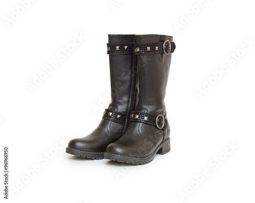 Stylish boots isolated on white