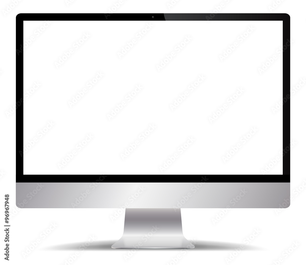 Realistic Silver Computer Screen Realistic Silver Computer Screen