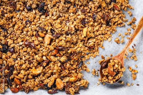 homemade granola with raisins and nuts