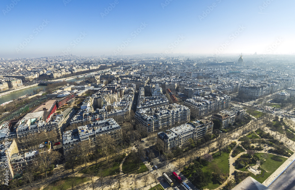 View on the city of Paris from Eiffel Tower