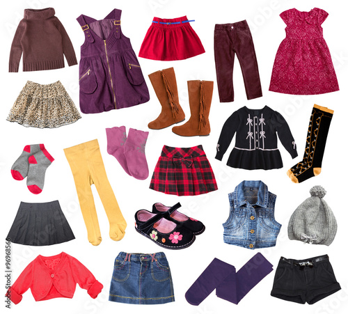 Casual child girl clothes collage.Kid's apparel collage. © nys