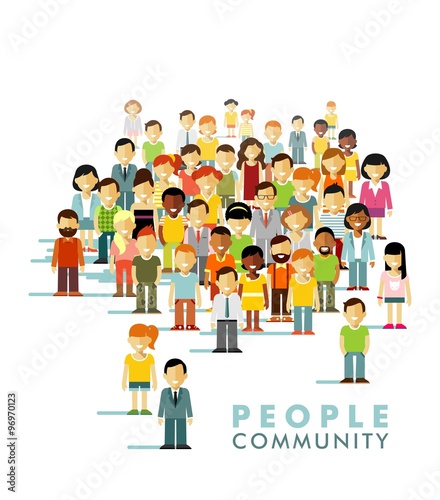 Modern multicultural society concept with people in flat style