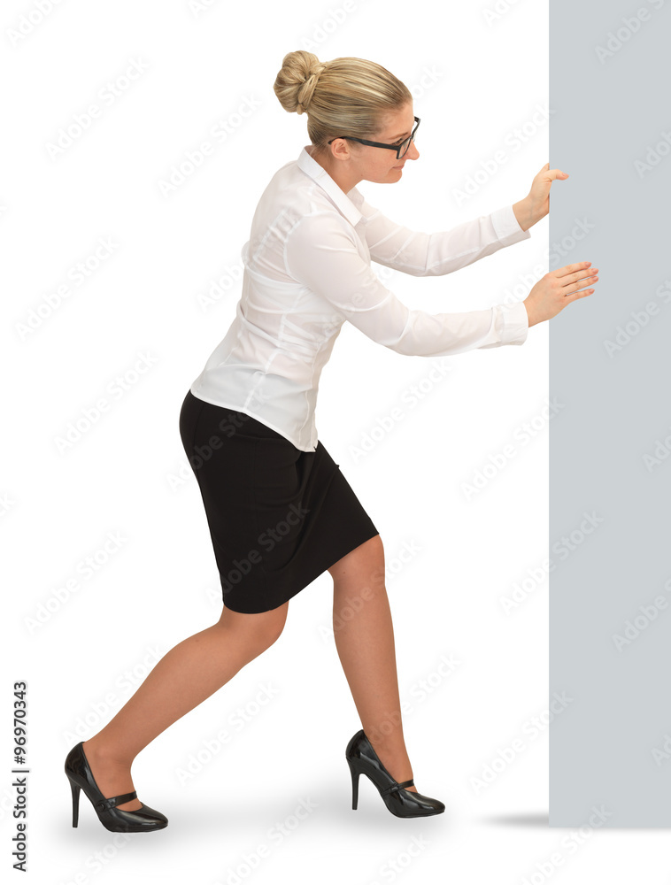 Business woman move pieces. Business Concept
Business woman move pieces. Business Concept