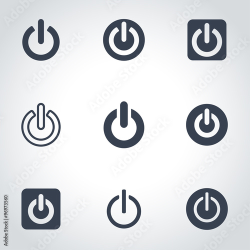 Vector black shut down icon set. Shut Down Icon Object, Shut Down  Icon Picture, Shut Down Icon Image - stock vector