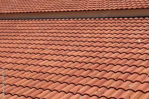 brown tile roof weathered on building residential © sutichak