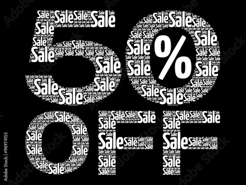 50% OFF SALE word cloud, business concept background