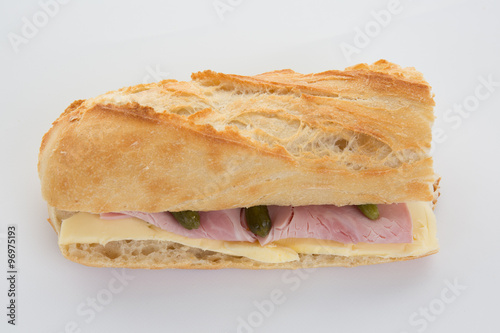 Ham baguette - French bread sandwich ham