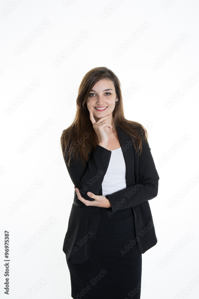 Portrait of young woman thinking about something Portrait of young woman thinking about something