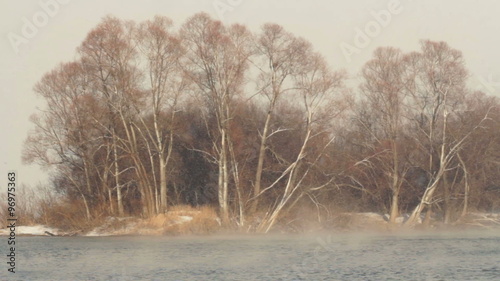 Wallpaper Mural Heavy snow on the river. Winter weather
 Torontodigital.ca