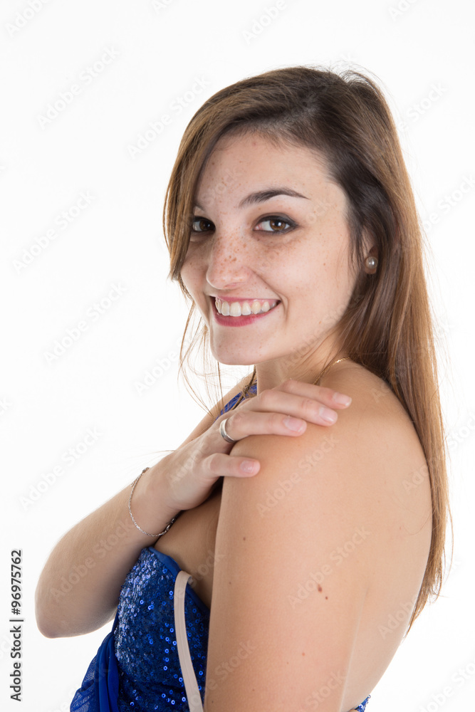 0woman portrait with long hair over white studio shot 0woman portrait with long hair over white studio shot