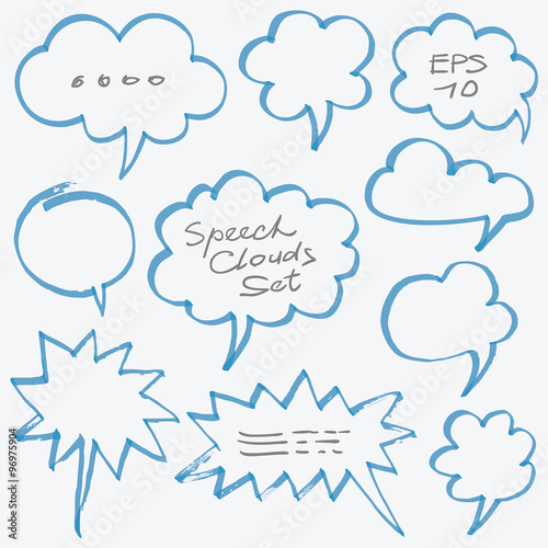 Highlighter Speech Clouds and Bubbles Design Elements