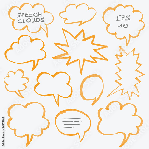 Highlighter Speech Clouds and Bubbles Design Elements