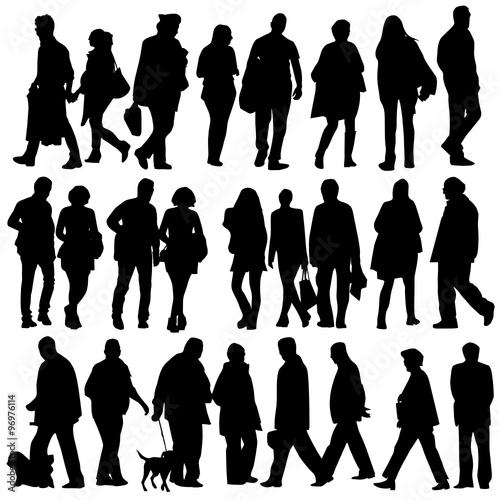 people silhouette walking vector