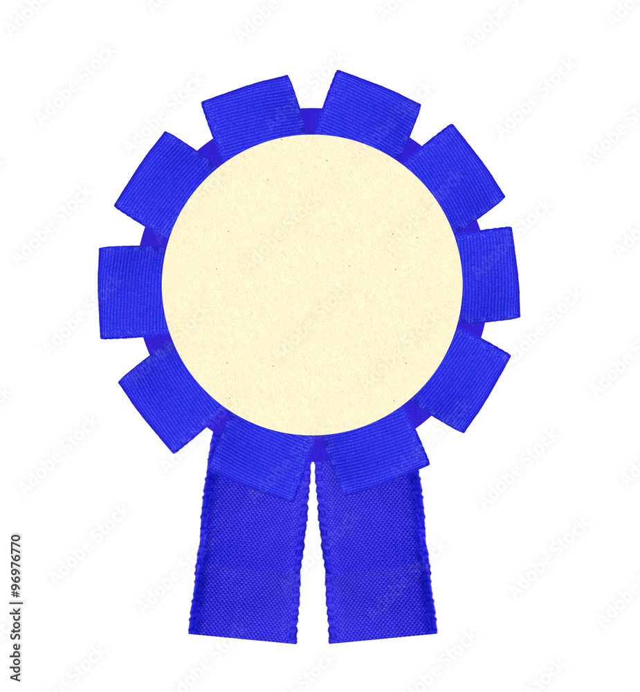 Blank blue award winning ribbon rosette isolated on White Backgr Blank blue award winning ribbon rosette isolated on White Backgr