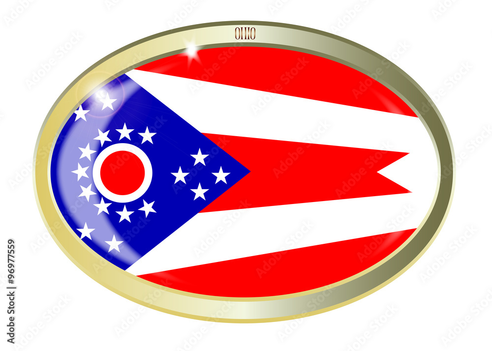 Ohio State Flag Oval Button