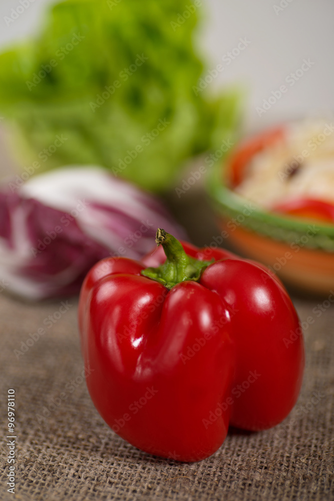 Red Pepper on Rustic Background Red Pepper on Rustic Background