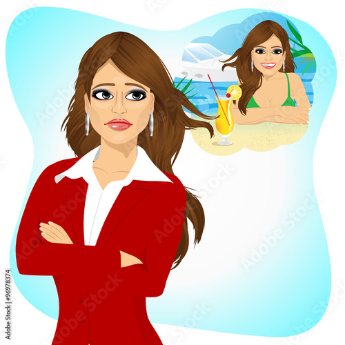 woman longing for sunny summer beach vacations