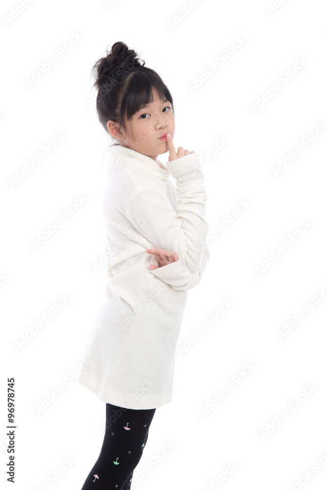 Cute asian girl in white turtleneck dress Cute asian girl in white turtleneck dress