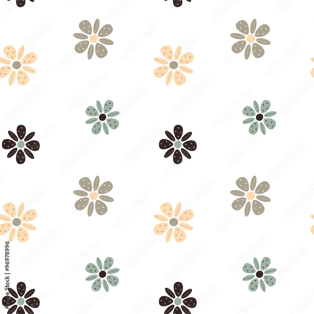 Fototapeta premium cute simple pastel flowers seamless vector pattern background illustration