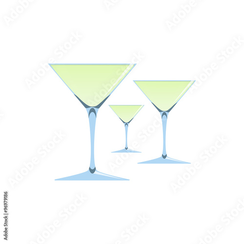vector illustration of wine or champagne glasses isolated on white background.