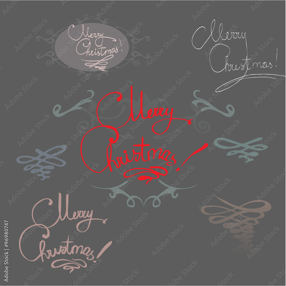 Template greeting handwriting calligraphy new year background vector, Merry Christmas