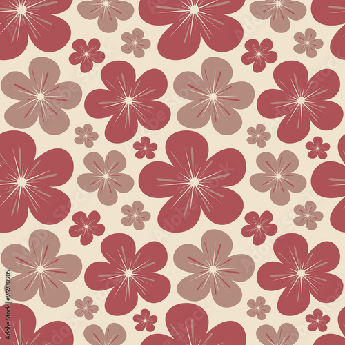 cute beautiful flowers marsala color seamless vector pattern background illustration