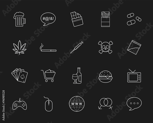 Bad habits linear icons set