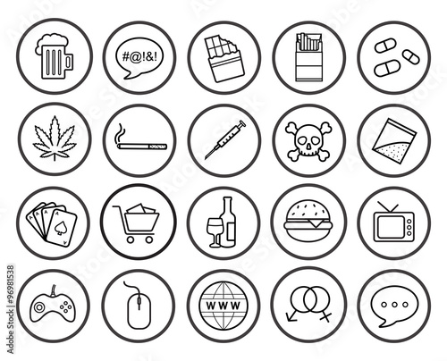 Bad habits linear icons set