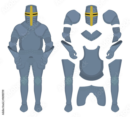 Medieval knight armor parts