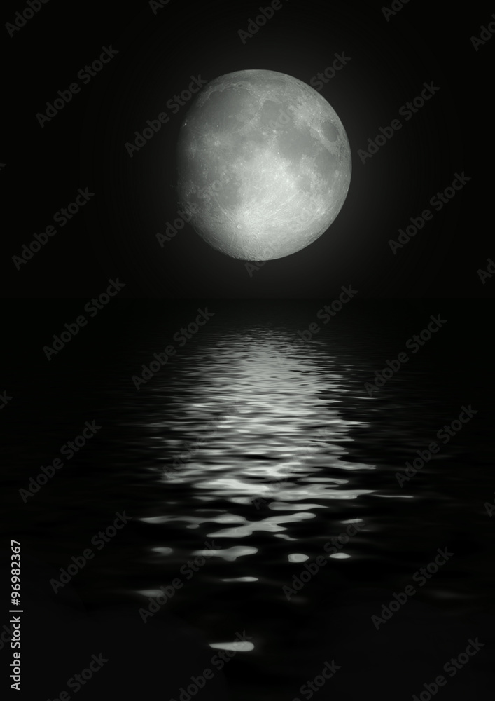 Full moon reflected in water