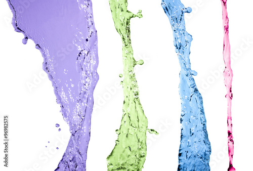 colorful water splash set isolated on white background