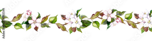 Seamless borders with apple flowers 
