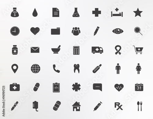 Medical center silhouettes icons set