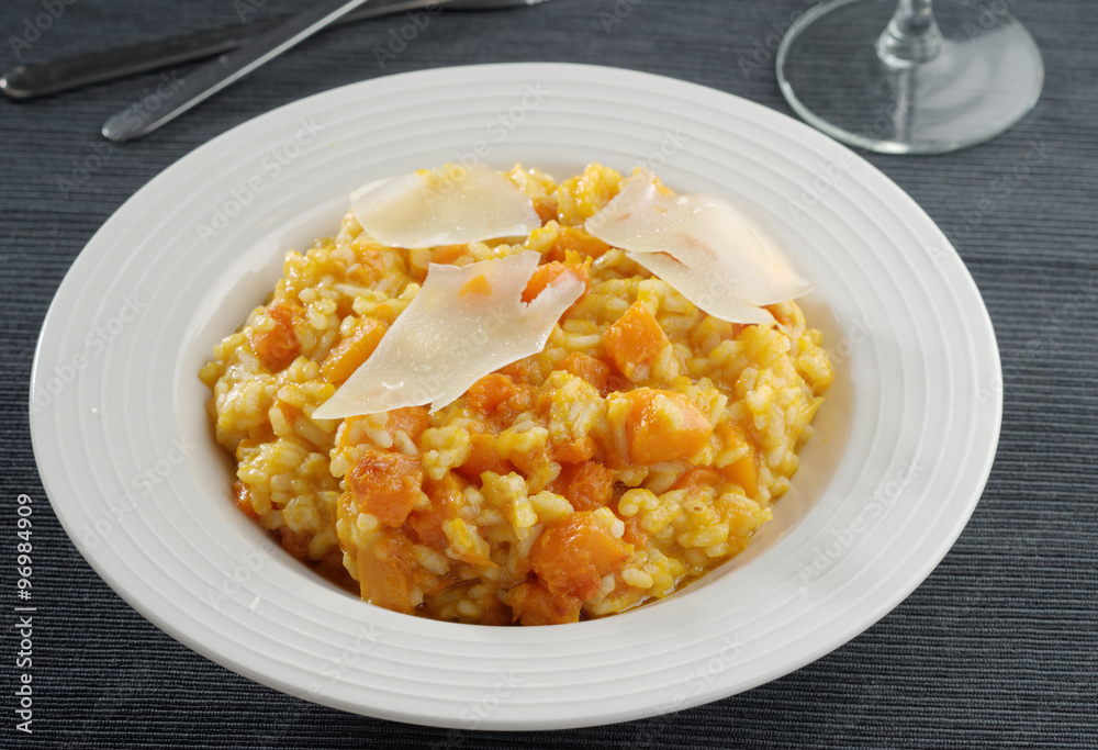 Pumpkin risotto with Parmesan cheese Pumpkin risotto with Parmesan cheese
