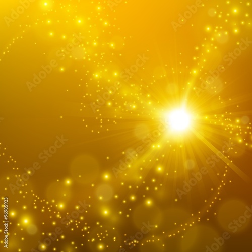 Golden shine wiith lens flare background