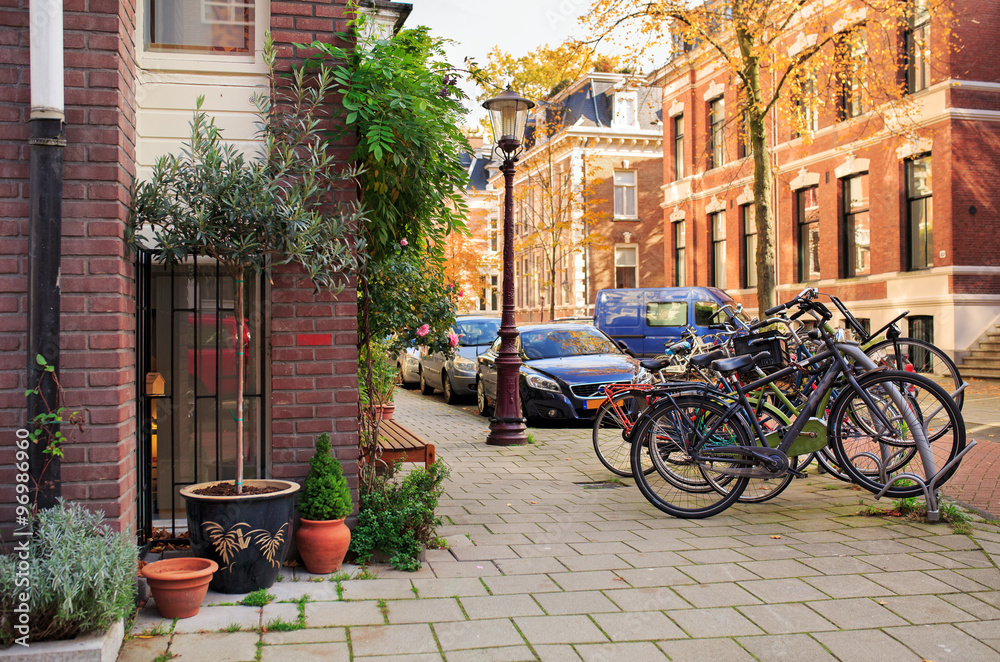 Obraz premium Street Vondelstraat in the center of Amsterdam. Netherlands.