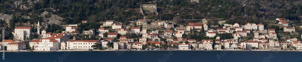 Panoramic view of  city Perast  in Montenegro Kotor bay