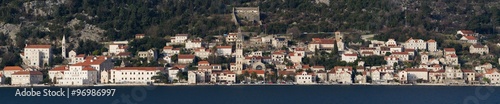 Panoramic view of city Perast in Montenegro Kotor bay