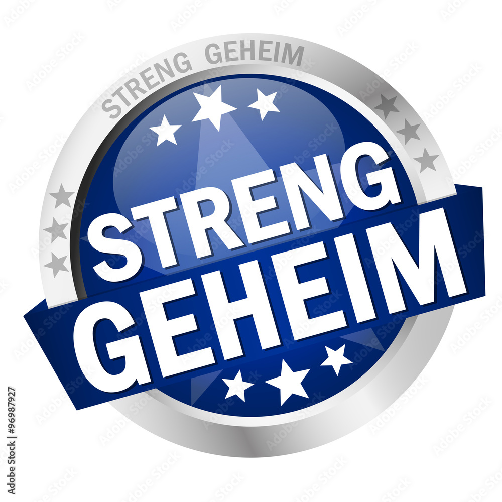 Button with Banner Streng Geheim Button with Banner Streng Geheim